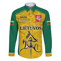 Republic of Lithuania Football Family Matching Off Shoulder Short Dress and Hawaiian Shirt Sporty Style