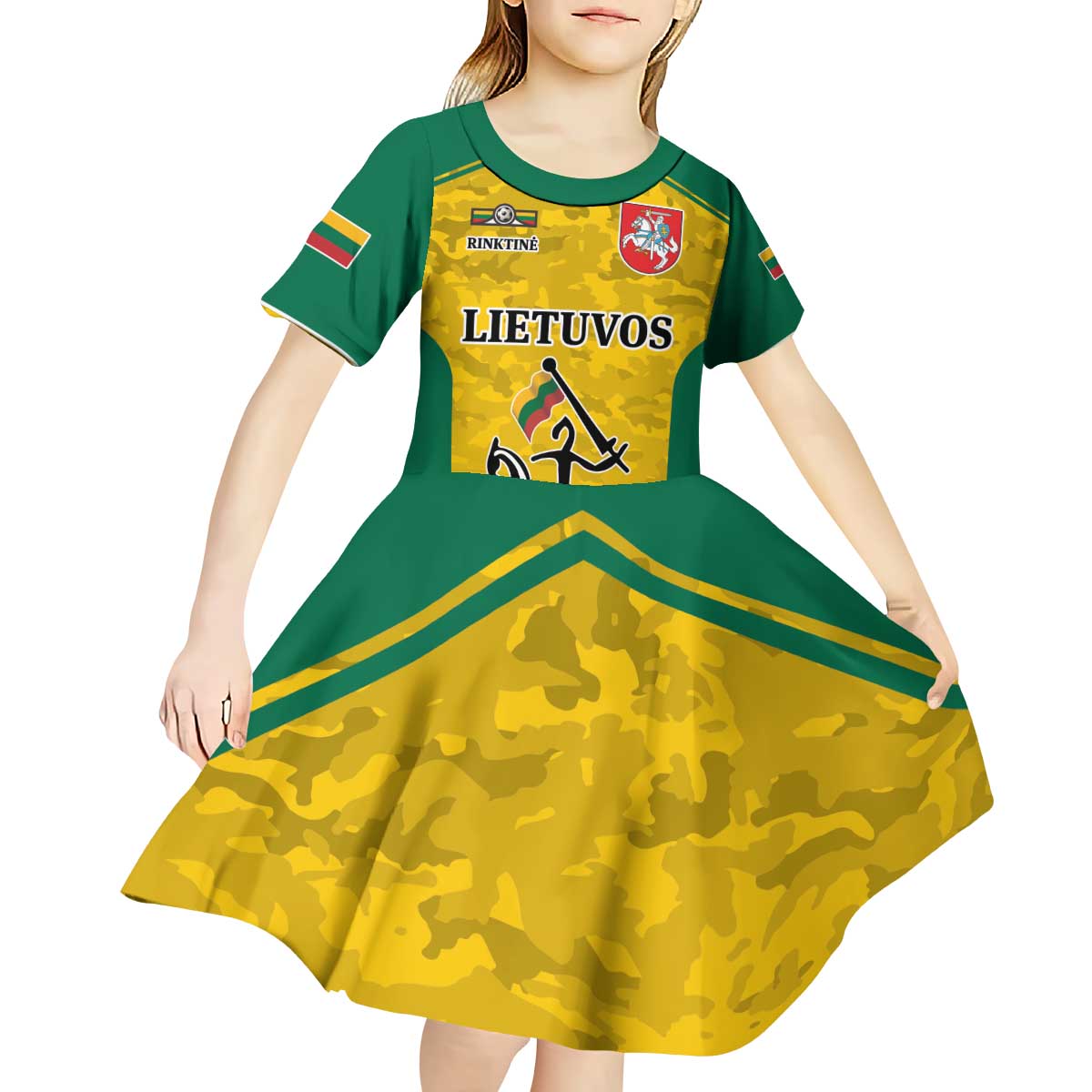 Republic of Lithuania Football Kid Short Sleeve Dress Sporty Style