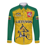 Republic of Lithuania Football Long Sleeve Button Shirt Sporty Style