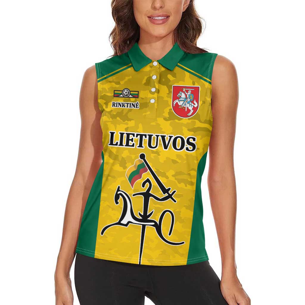 Republic of Lithuania Football Women Sleeveless Polo Shirt Sporty Style LT17 - Wonder Print Shop