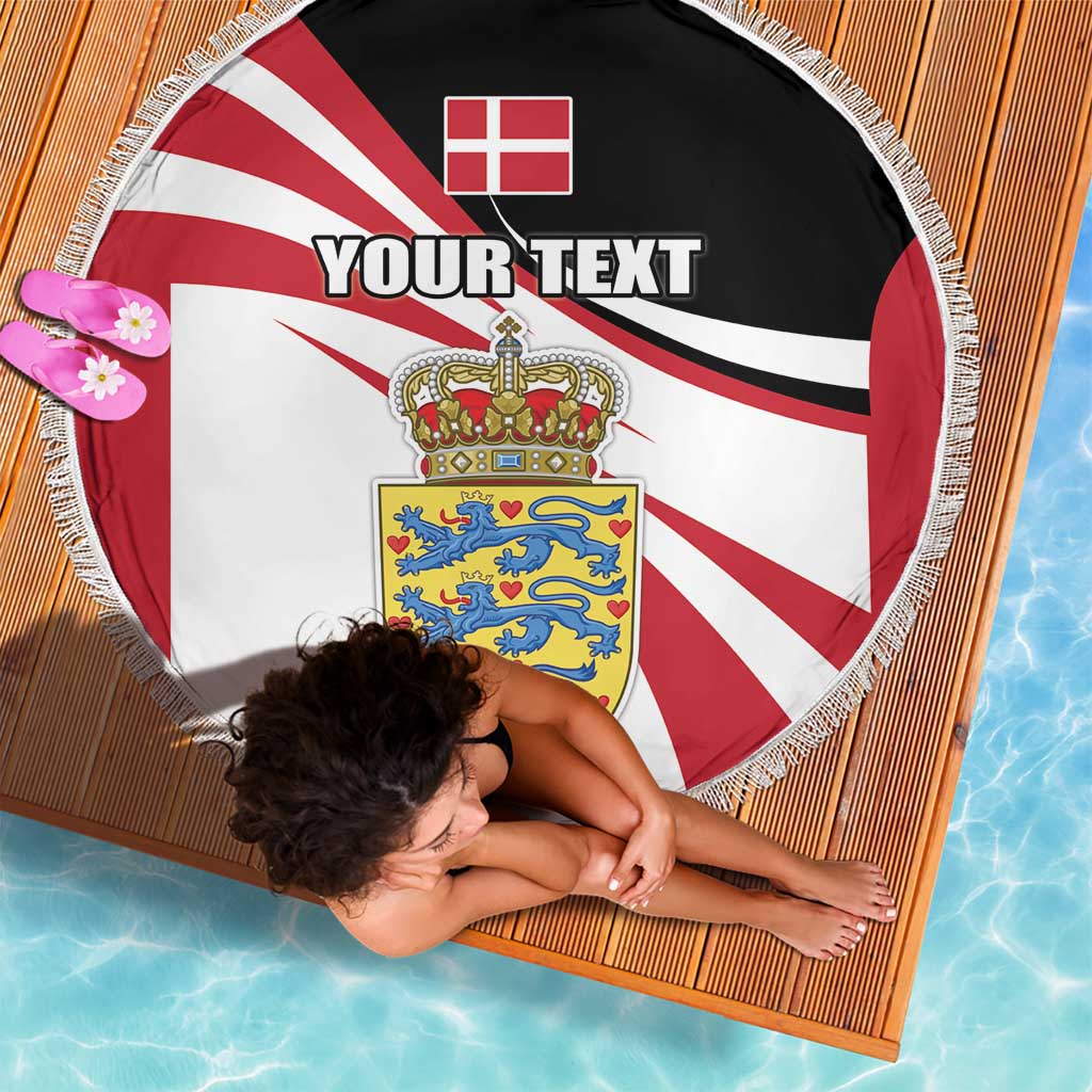 Personalized Danmark Coat of Arms Beach Blanket Denmark Three Pale Blue Lions
