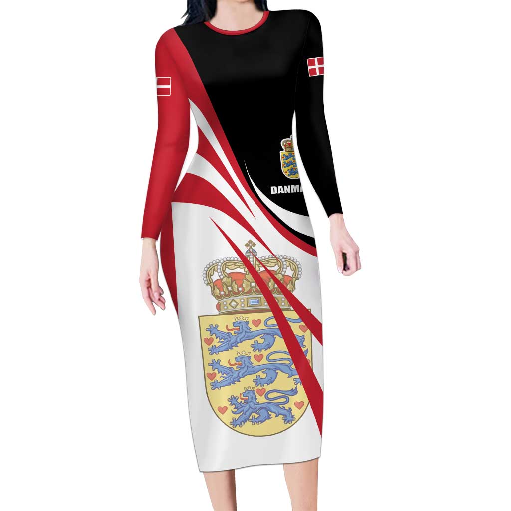 Personalized Danmark Coat of Arms Family Matching Long Sleeve Bodycon Dress and Hawaiian Shirt Denmark Three Pale Blue Lions