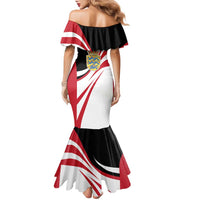 Personalized Danmark Coat of Arms Family Matching Mermaid Dress and Hawaiian Shirt Denmark Three Pale Blue Lions