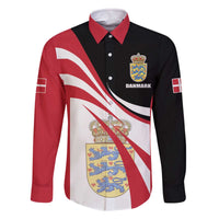 Personalized Danmark Coat of Arms Family Matching Off The Shoulder Long Sleeve Dress and Hawaiian Shirt Denmark Three Pale Blue Lions