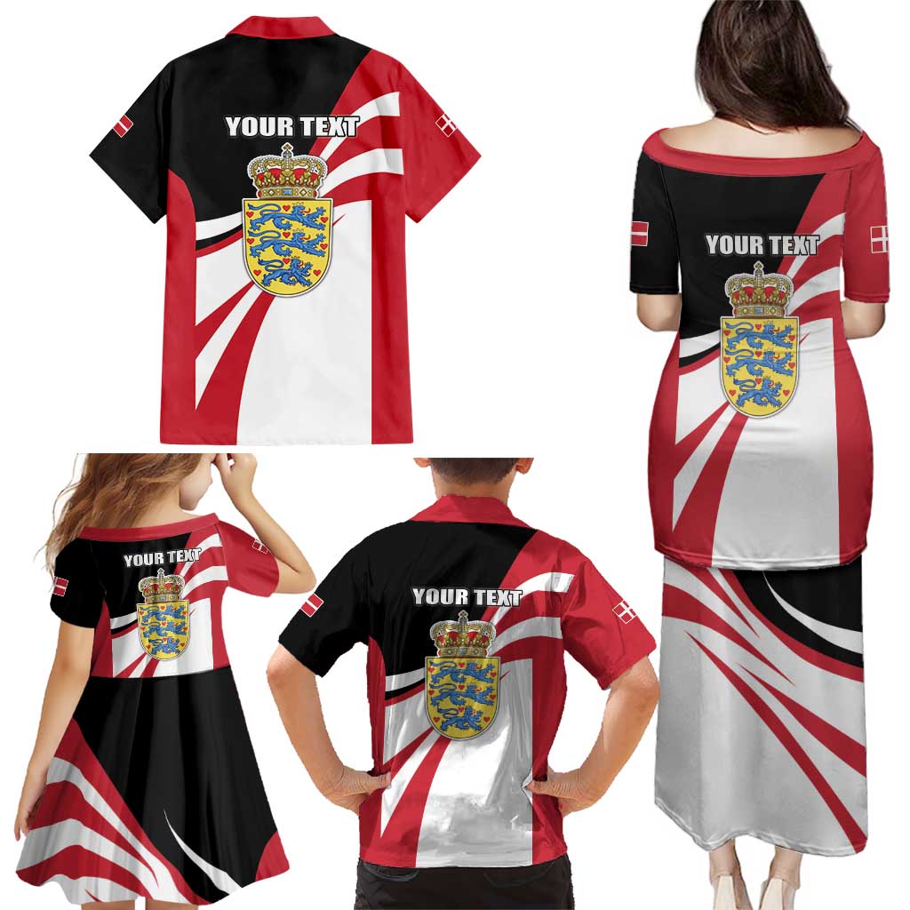 Personalized Danmark Coat of Arms Family Matching Puletasi and Hawaiian Shirt Denmark Three Pale Blue Lions