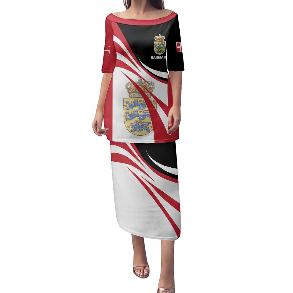 Personalized Danmark Coat of Arms Family Matching Puletasi and Hawaiian Shirt Denmark Three Pale Blue Lions