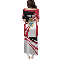 Personalized Danmark Coat of Arms Family Matching Puletasi and Hawaiian Shirt Denmark Three Pale Blue Lions