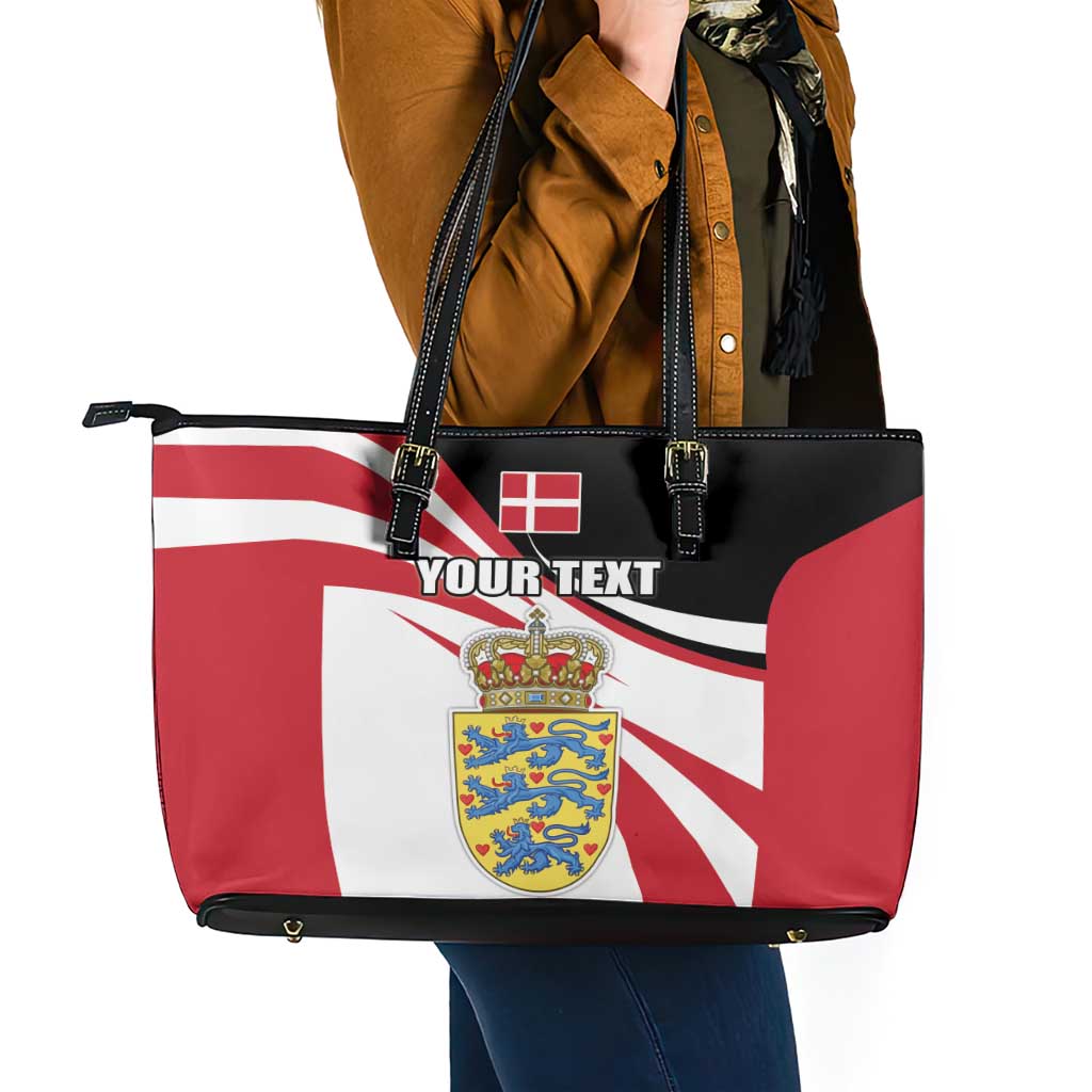 Personalized Danmark Coat of Arms Leather Tote Bag Denmark Three Pale Blue Lions