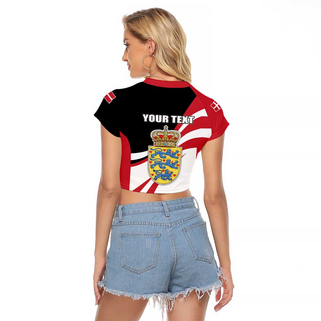 Personalized Danmark Coat of Arms Raglan Cropped T Shirt Denmark Three Pale Blue Lions