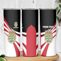 Personalized Danmark Coat of Arms Skinny Tumbler Denmark Three Pale Blue Lions