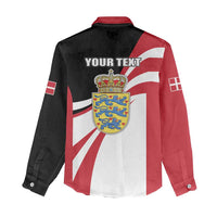 Personalized Danmark Coat of Arms Women Casual Shirt Denmark Three Pale Blue Lions