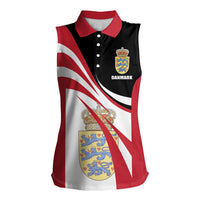 Personalized Danmark Coat of Arms Women Sleeveless Polo Shirt Denmark Three Pale Blue Lions