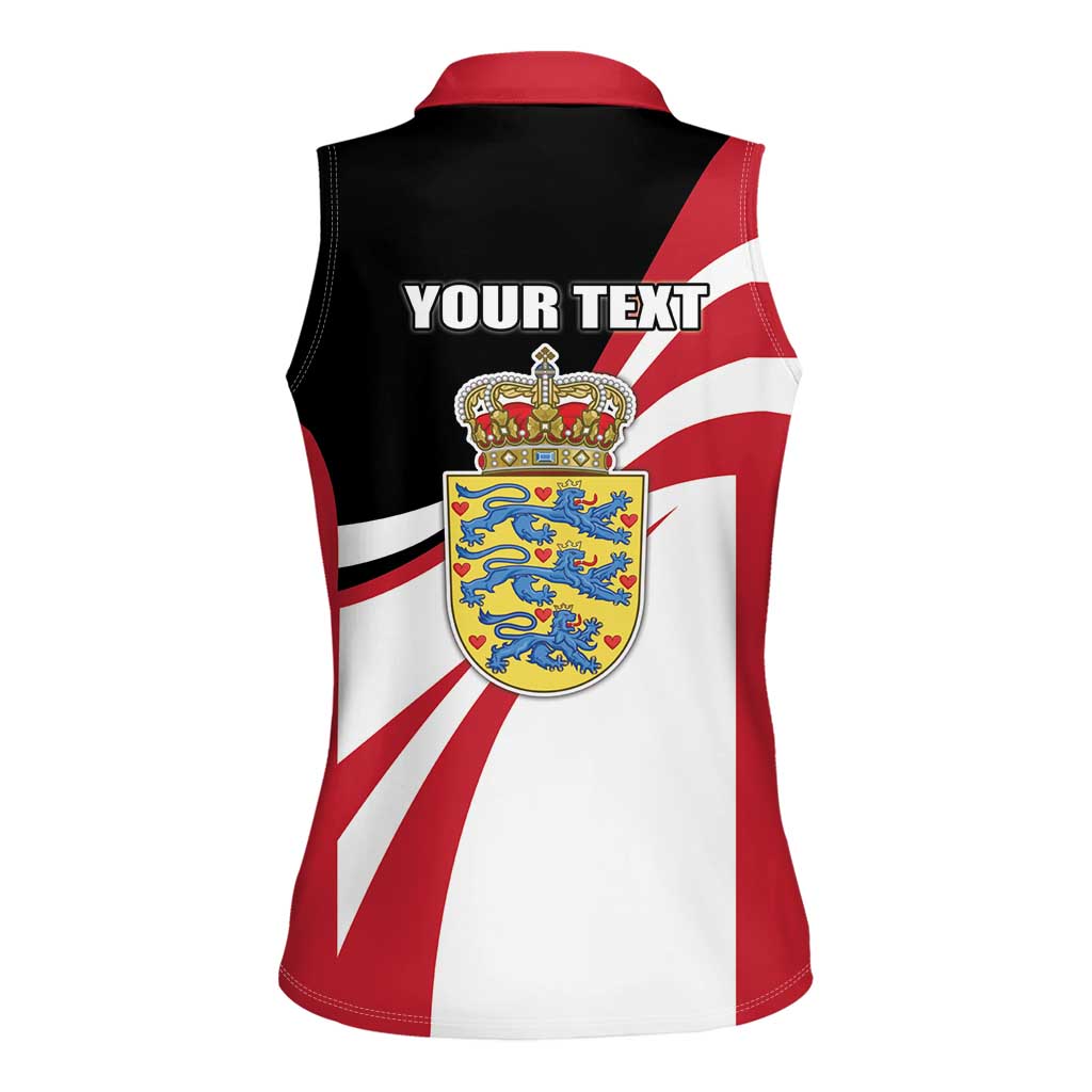 Personalized Danmark Coat of Arms Women Sleeveless Polo Shirt Denmark Three Pale Blue Lions