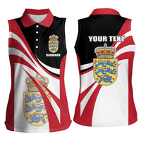 Personalized Danmark Coat of Arms Women Sleeveless Polo Shirt Denmark Three Pale Blue Lions