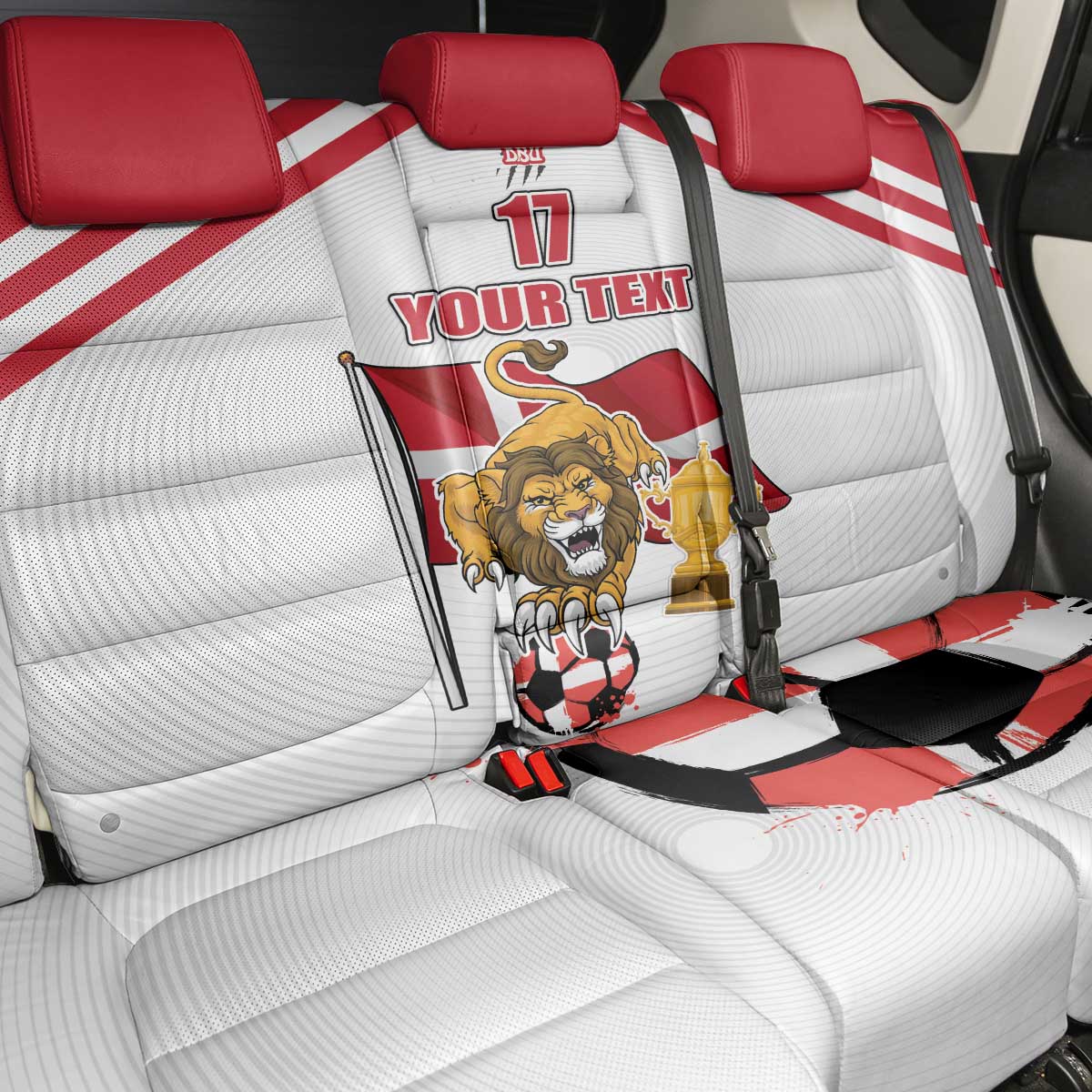 Custom Danmark Football Go Champions Back Car Seat Cover Denmark Sporty Style