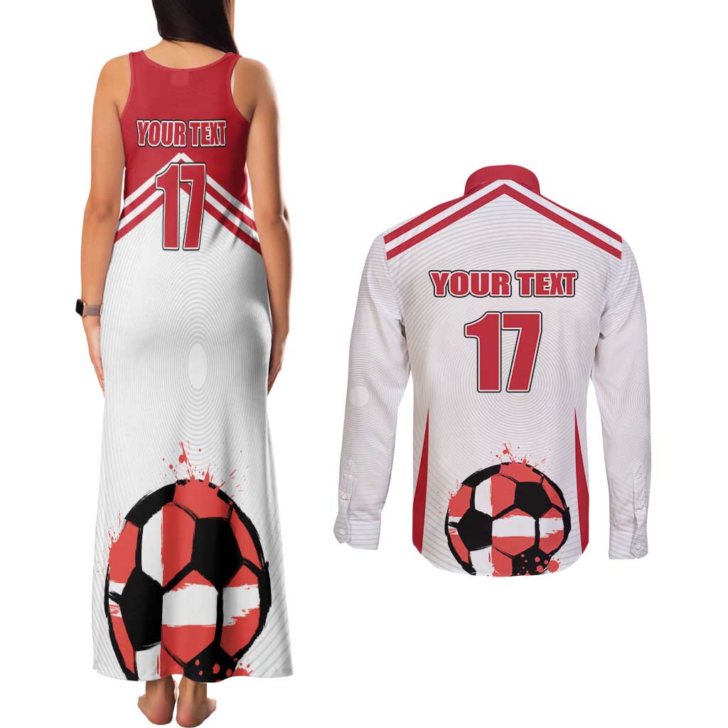Custom Danmark Football Go Champions Couples Matching Tank Maxi Dress and Long Sleeve Button Shirt Denmark Sporty Style