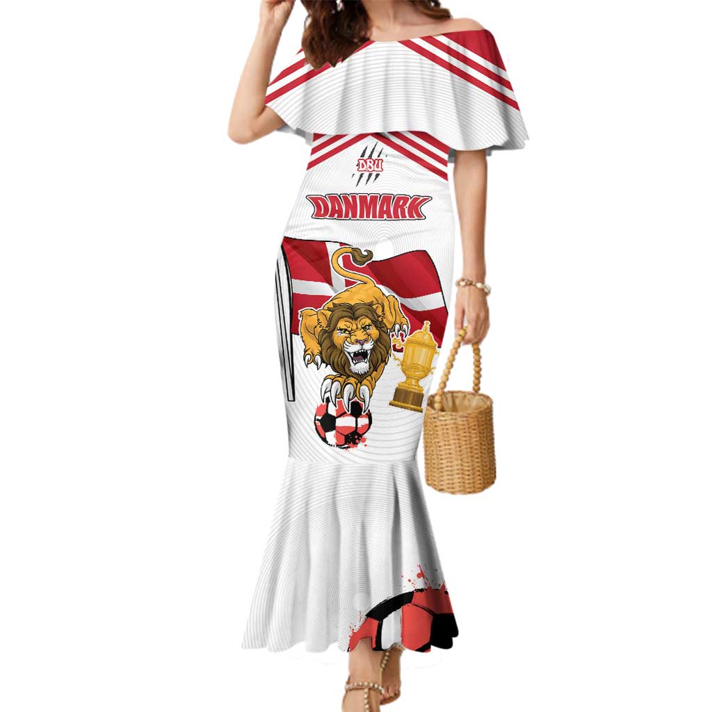 Custom Danmark Football Go Champions Family Matching Mermaid Dress and Hawaiian Shirt Denmark Sporty Style