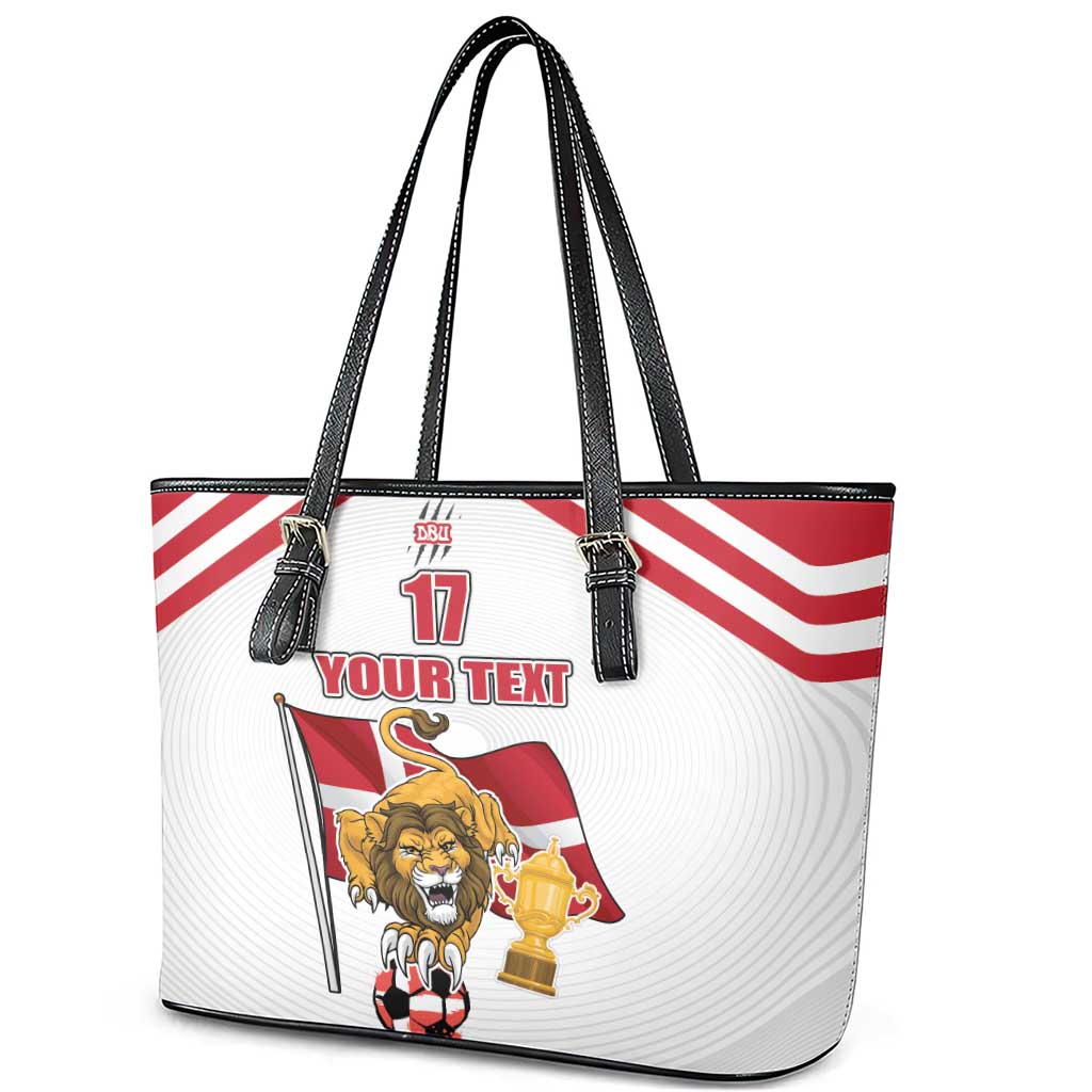 Custom Danmark Football Go Champions Leather Tote Bag Denmark Sporty Style