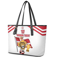 Custom Danmark Football Go Champions Leather Tote Bag Denmark Sporty Style