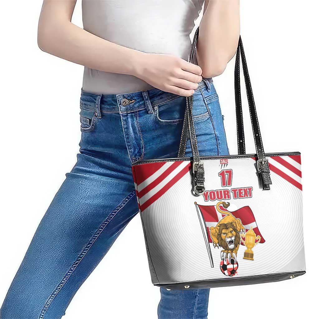 Custom Danmark Football Go Champions Leather Tote Bag Denmark Sporty Style