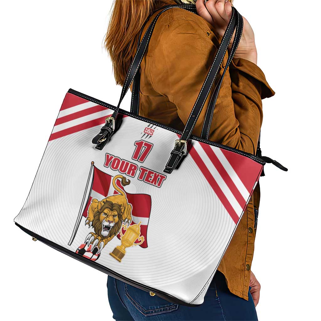 Custom Danmark Football Go Champions Leather Tote Bag Denmark Sporty Style