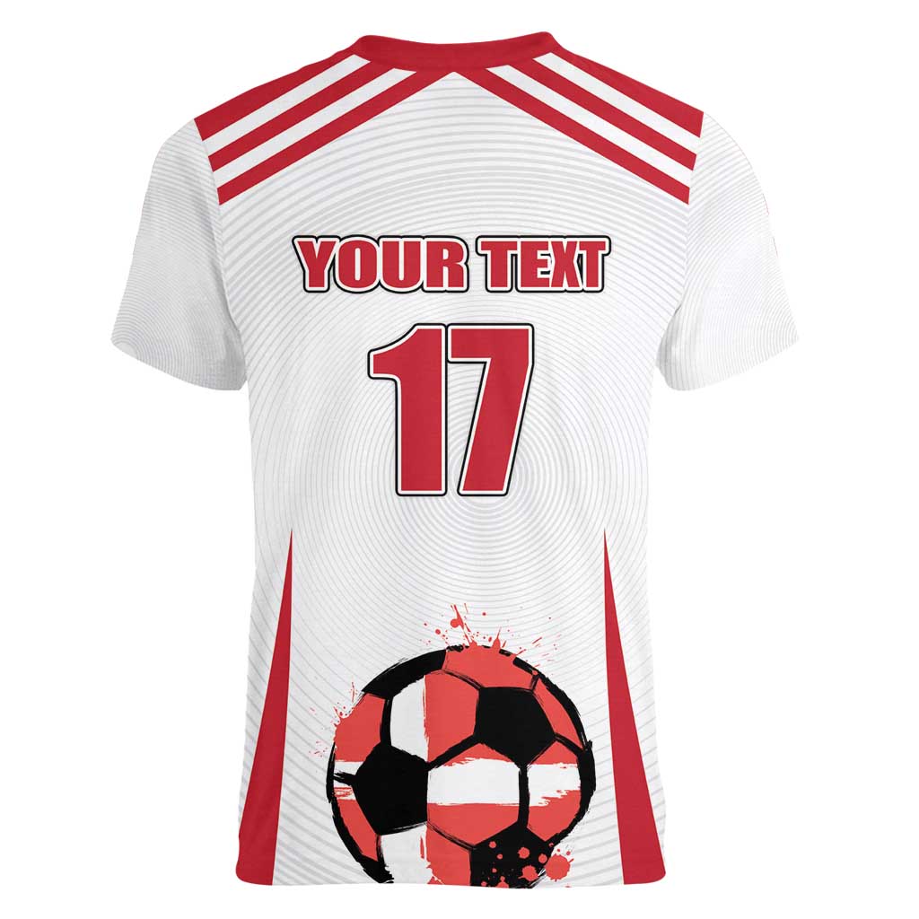 Custom Danmark Football Go Champions Women V-Neck T-Shirt Denmark Sporty Style