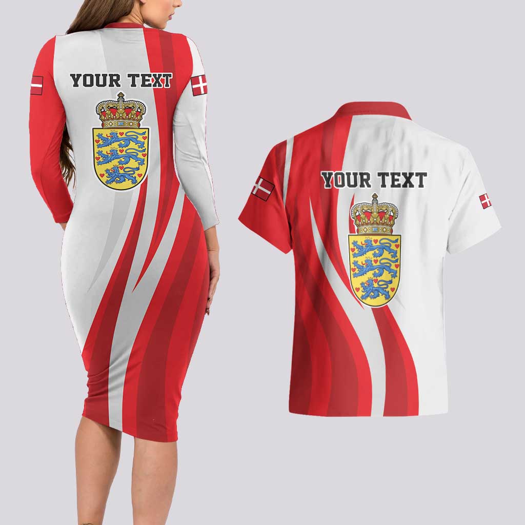 Personalized Danmark Football Couples Matching Long Sleeve Bodycon Dress and Hawaiian Shirt Denmark Sporty Style Danish Dynamite