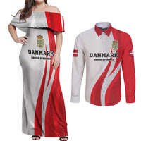 Personalized Danmark Football Couples Matching Off Shoulder Maxi Dress and Long Sleeve Button Shirt Denmark Sporty Style Danish Dynamite