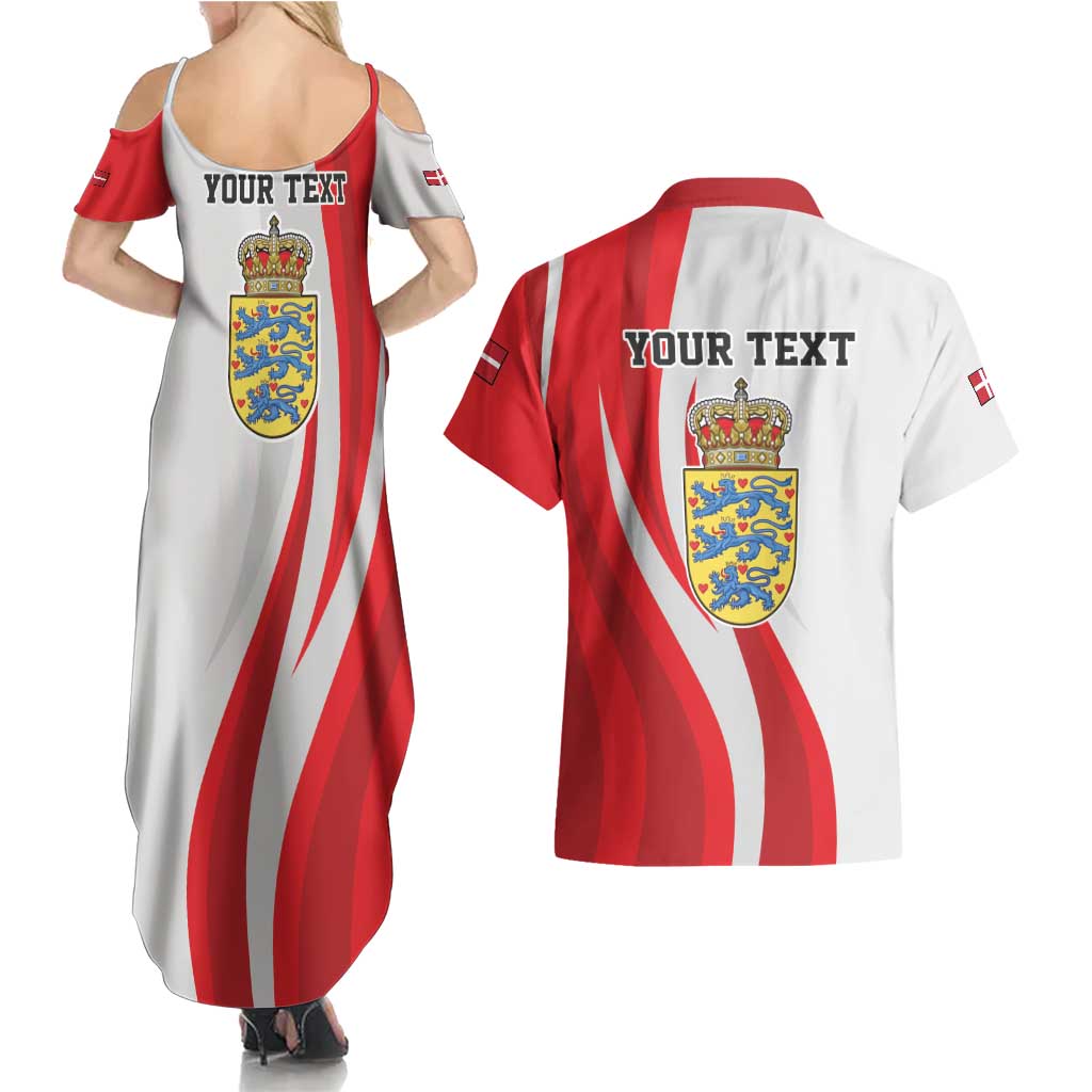Personalized Danmark Football Couples Matching Summer Maxi Dress and Hawaiian Shirt Denmark Sporty Style Danish Dynamite