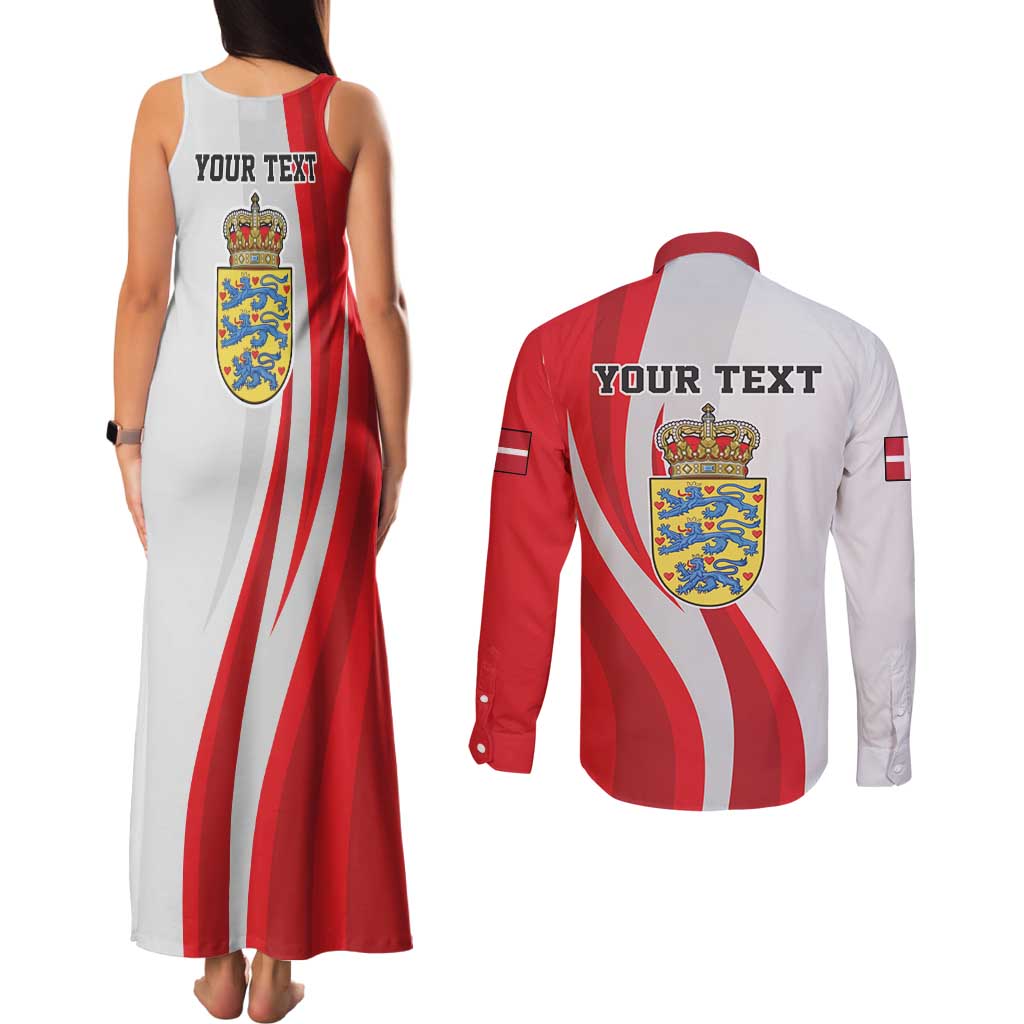 Personalized Danmark Football Couples Matching Tank Maxi Dress and Long Sleeve Button Shirt Denmark Sporty Style Danish Dynamite