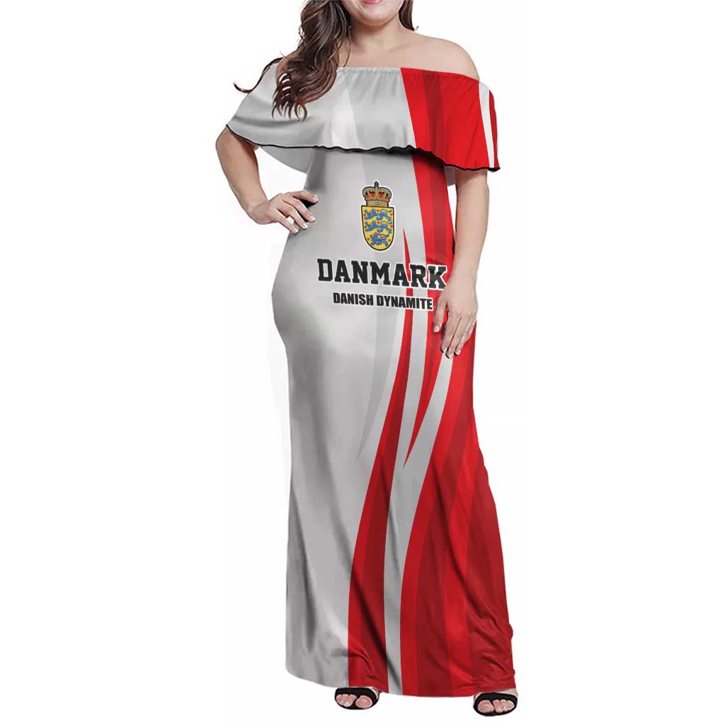 Personalized Danmark Football Family Matching Off Shoulder Maxi Dress and Hawaiian Shirt Denmark Sporty Style Danish Dynamite