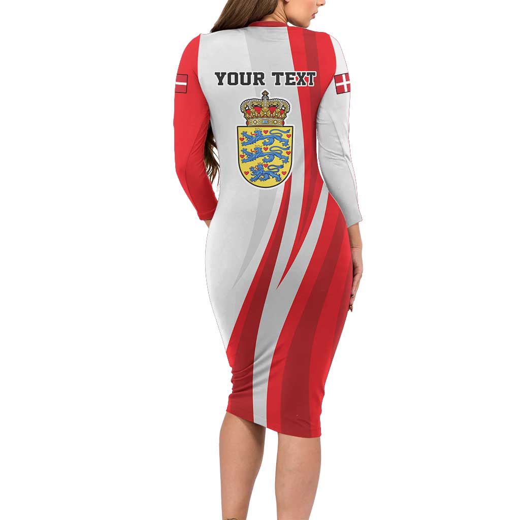 Personalized Danmark Football Long Sleeve Bodycon Dress Denmark Sporty Style Danish Dynamite