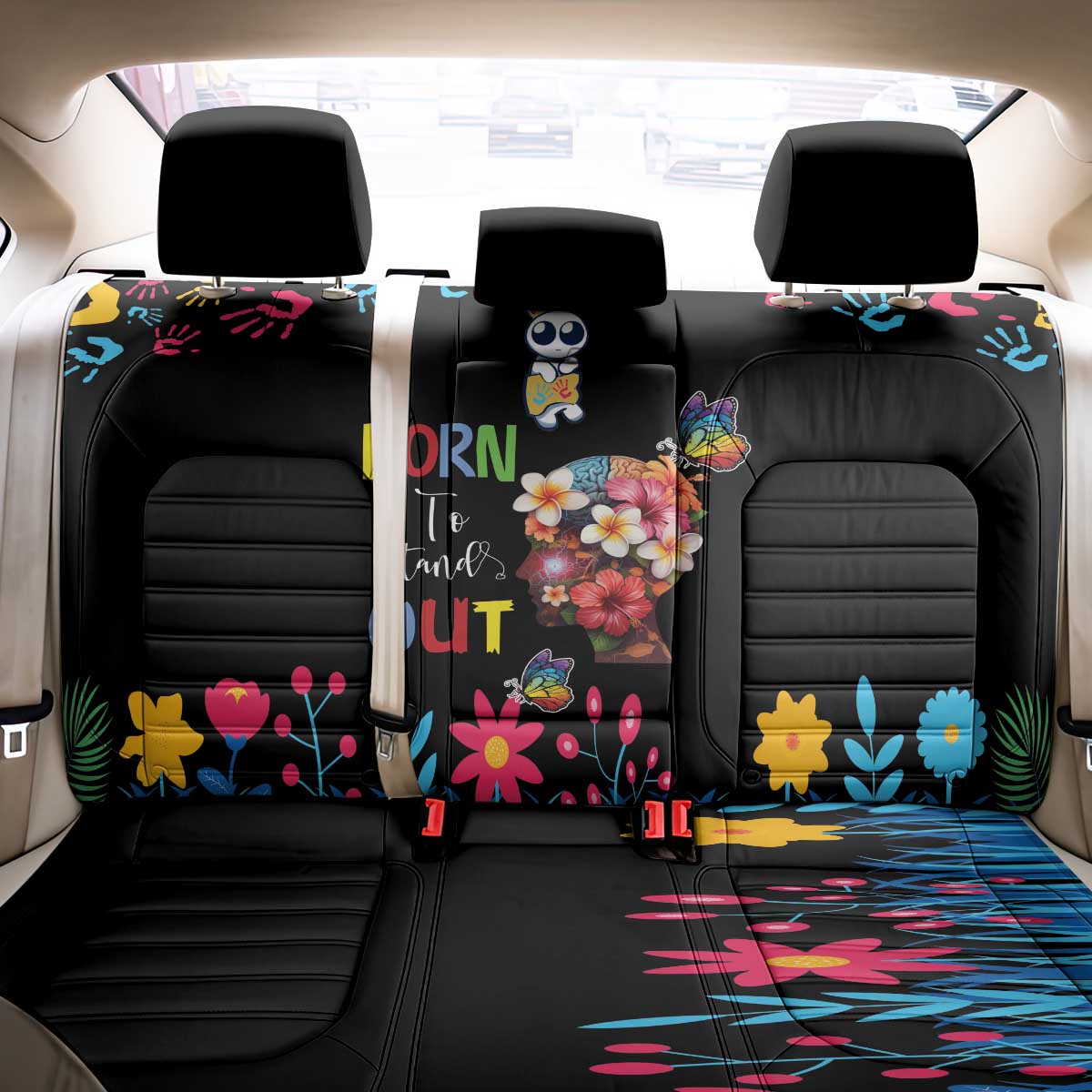 Born to Stand Out Autism Awareness Back Car Seat Cover Brain Mind and Yippee!