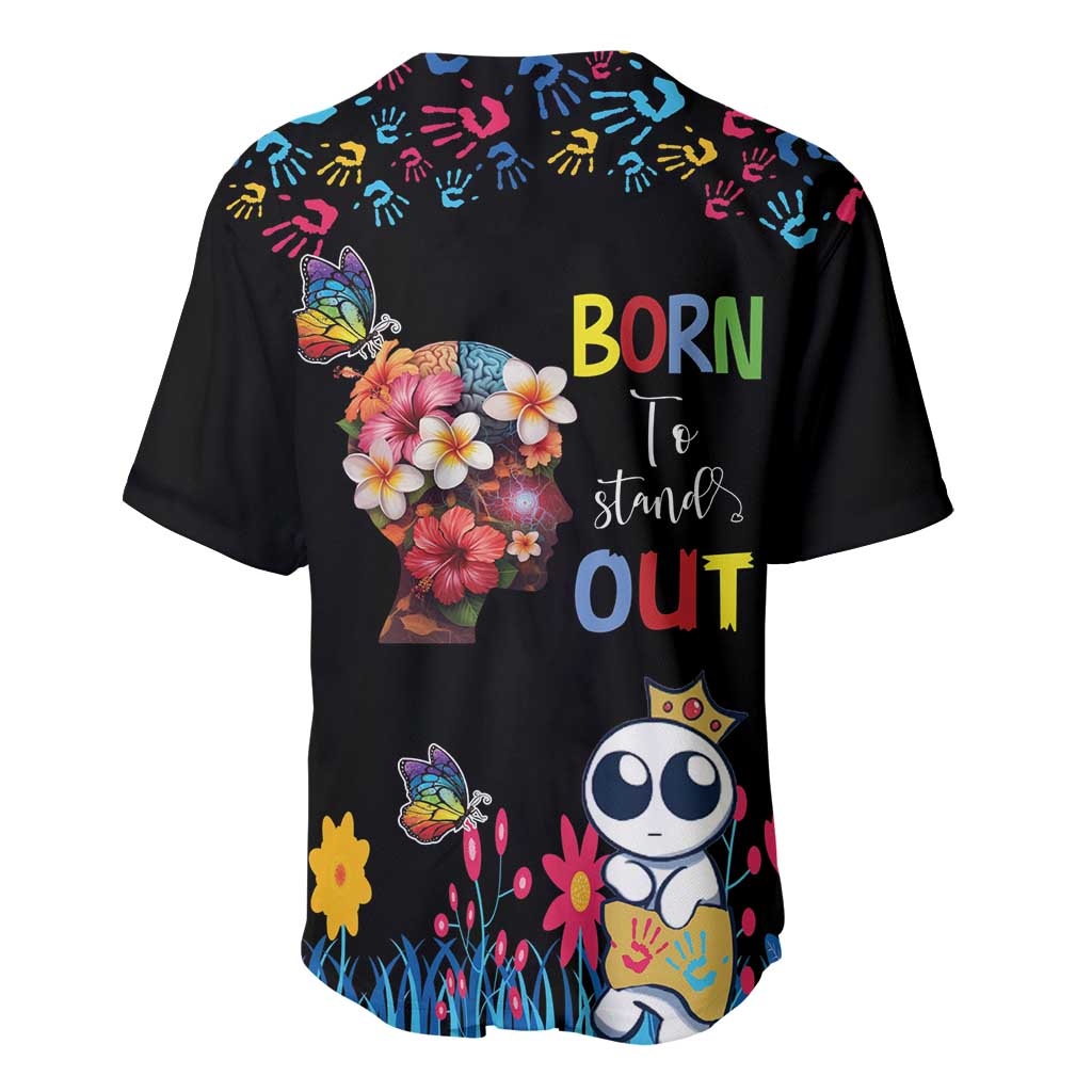Born to Stand Out Autism Awareness Baseball Jersey Brain Mind and Yippee!