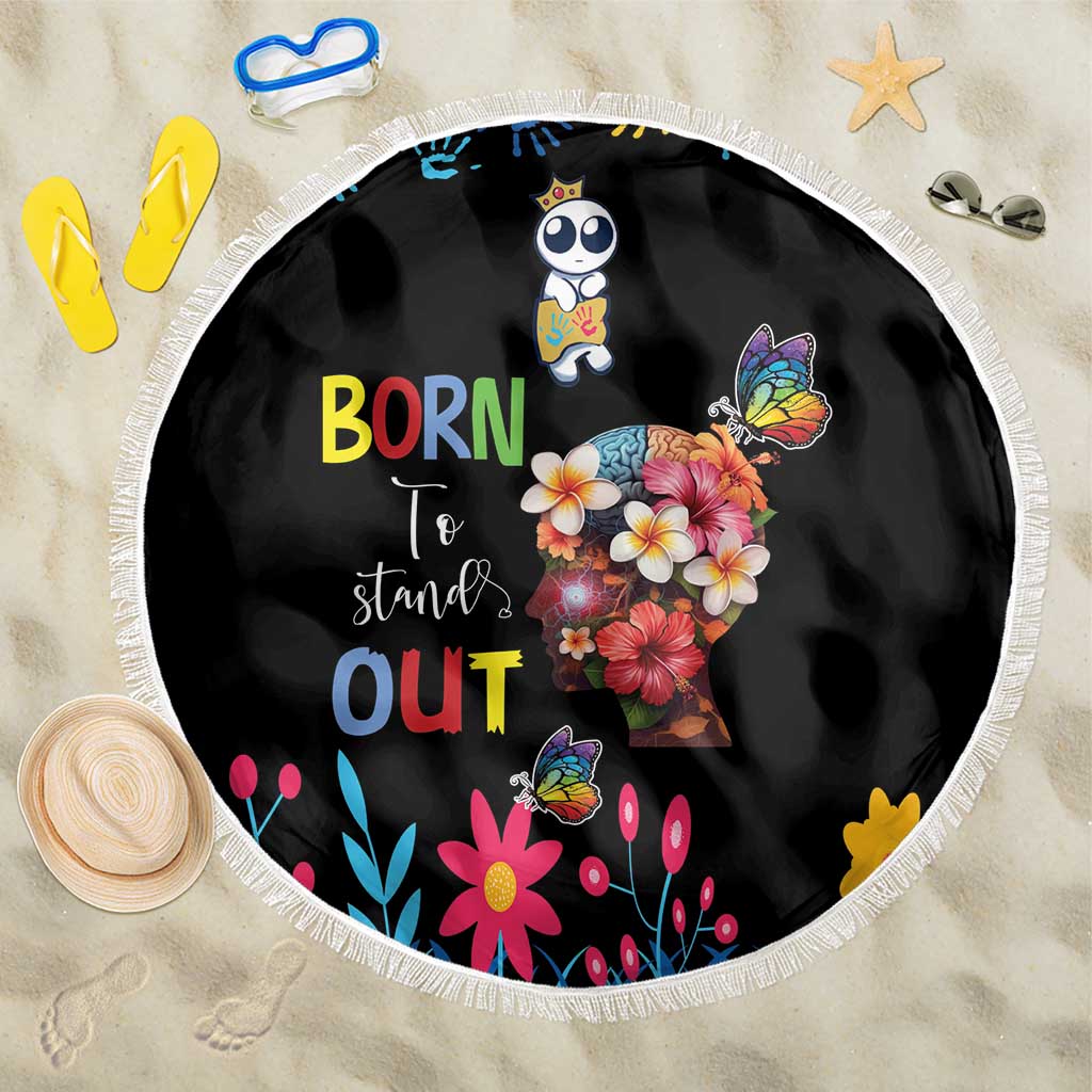 Born to Stand Out Autism Awareness Beach Blanket Brain Mind and Yippee!