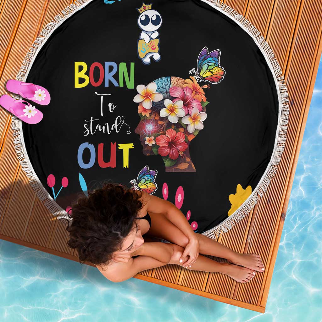 Born to Stand Out Autism Awareness Beach Blanket Brain Mind and Yippee!