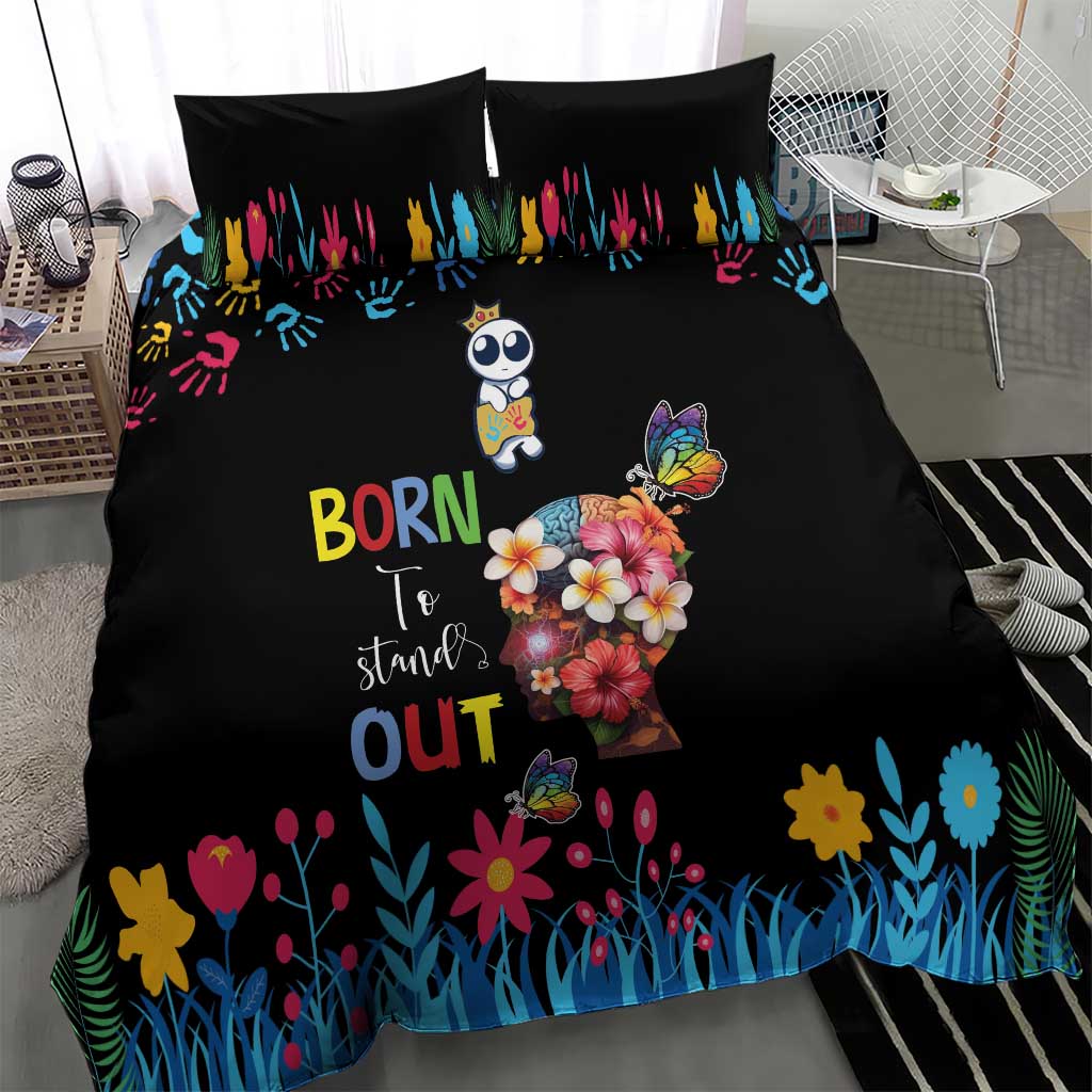 Born to Stand Out Autism Awareness Bedding Set Brain Mind and Yippee!