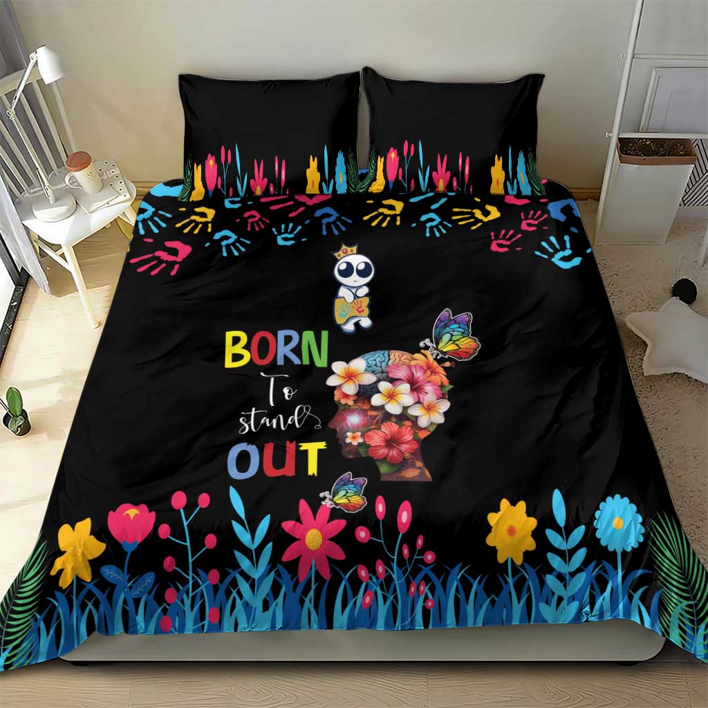 Born to Stand Out Autism Awareness Bedding Set Brain Mind and Yippee!