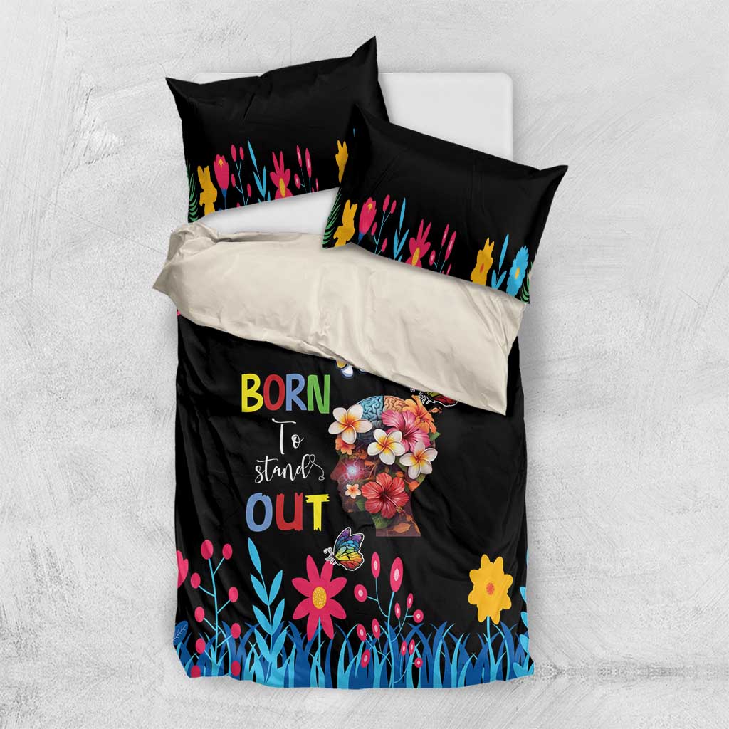 Born to Stand Out Autism Awareness Bedding Set Brain Mind and Yippee!