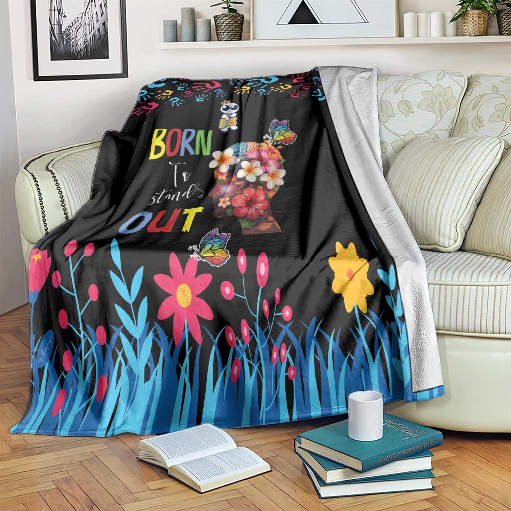 Born to Stand Out Autism Awareness Blanket Brain Mind and Yippee!