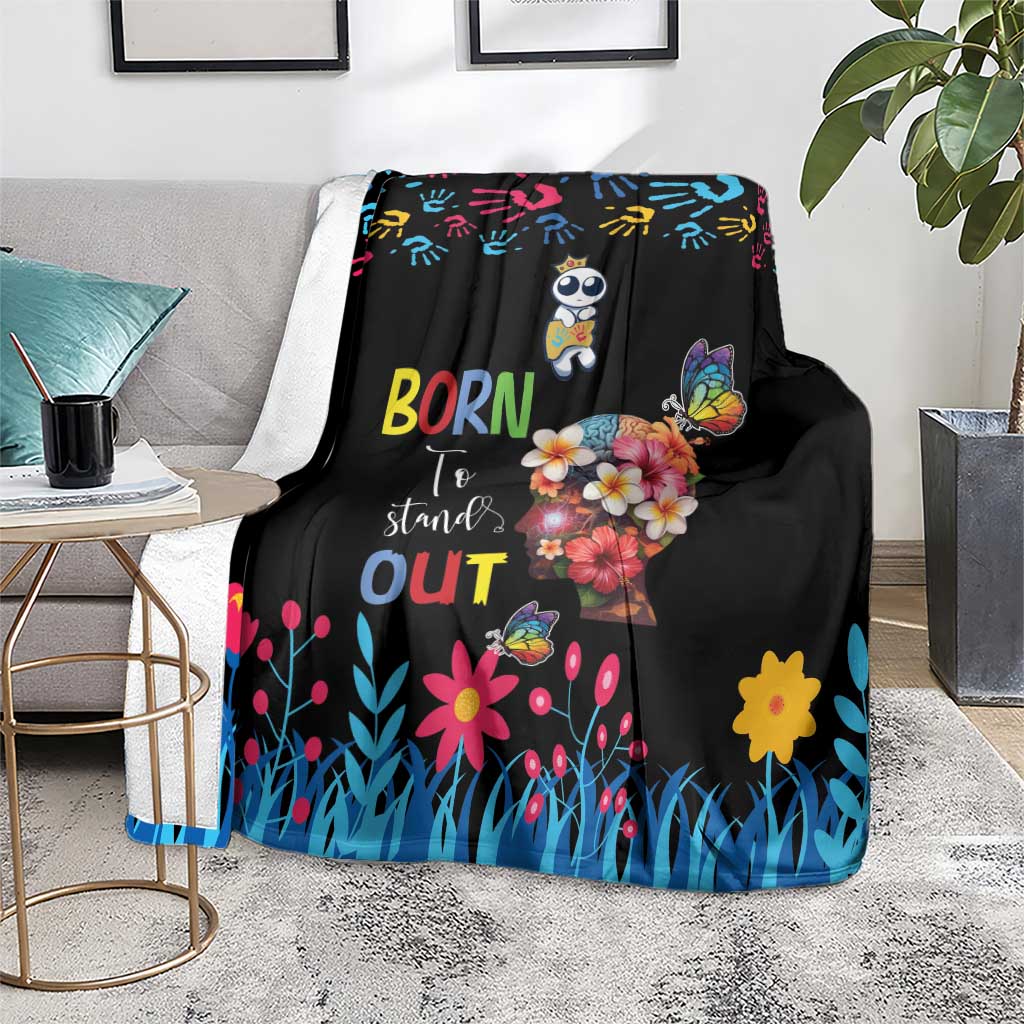 Born to Stand Out Autism Awareness Blanket Brain Mind and Yippee!