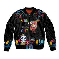 Born to Stand Out Autism Awareness Bomber Jacket Brain Mind and Yippee!