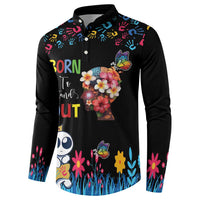 Born to Stand Out Autism Awareness Button Sweatshirt Brain Mind and Yippee!