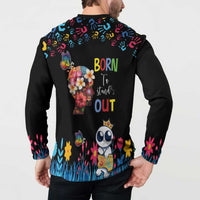 Born to Stand Out Autism Awareness Button Sweatshirt Brain Mind and Yippee!