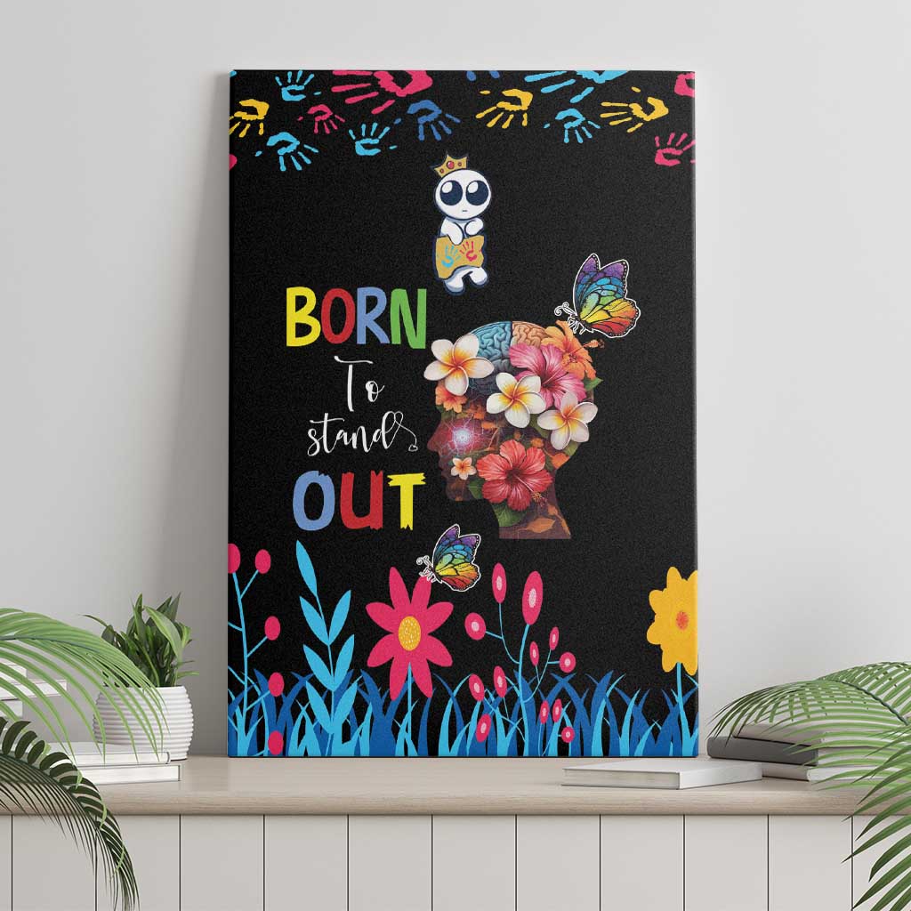 Born to Stand Out Autism Awareness Canvas Wall Art Brain Mind and Yippee!