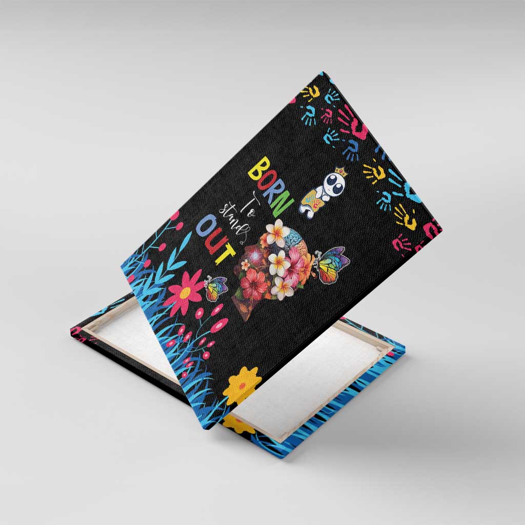 Born to Stand Out Autism Awareness Canvas Wall Art Brain Mind and Yippee!