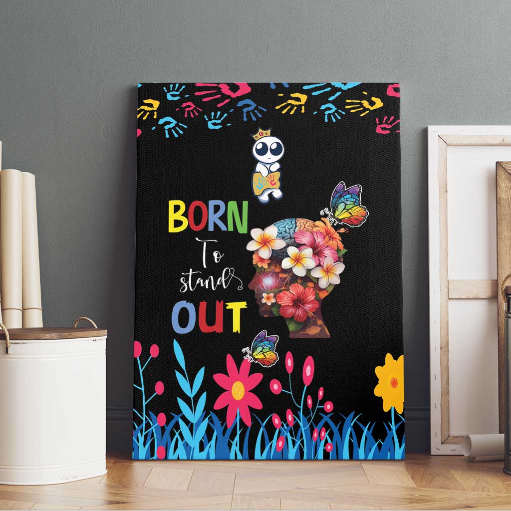 Born to Stand Out Autism Awareness Canvas Wall Art Brain Mind and Yippee!