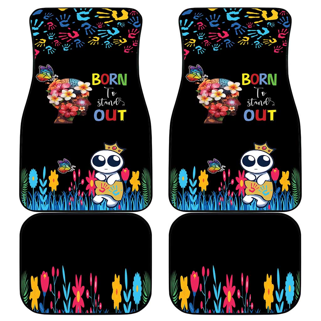 Born to Stand Out Autism Awareness Car Mats Brain Mind and Yippee!