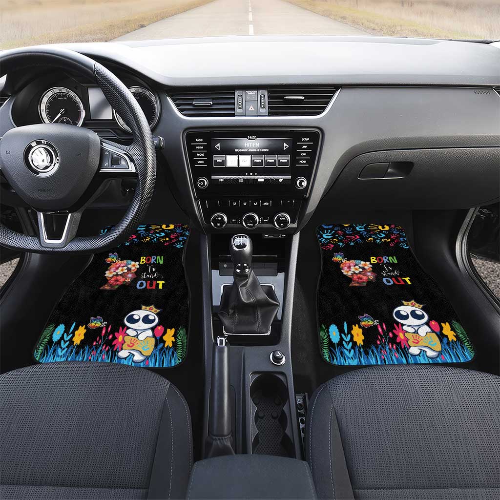 Born to Stand Out Autism Awareness Car Mats Brain Mind and Yippee!