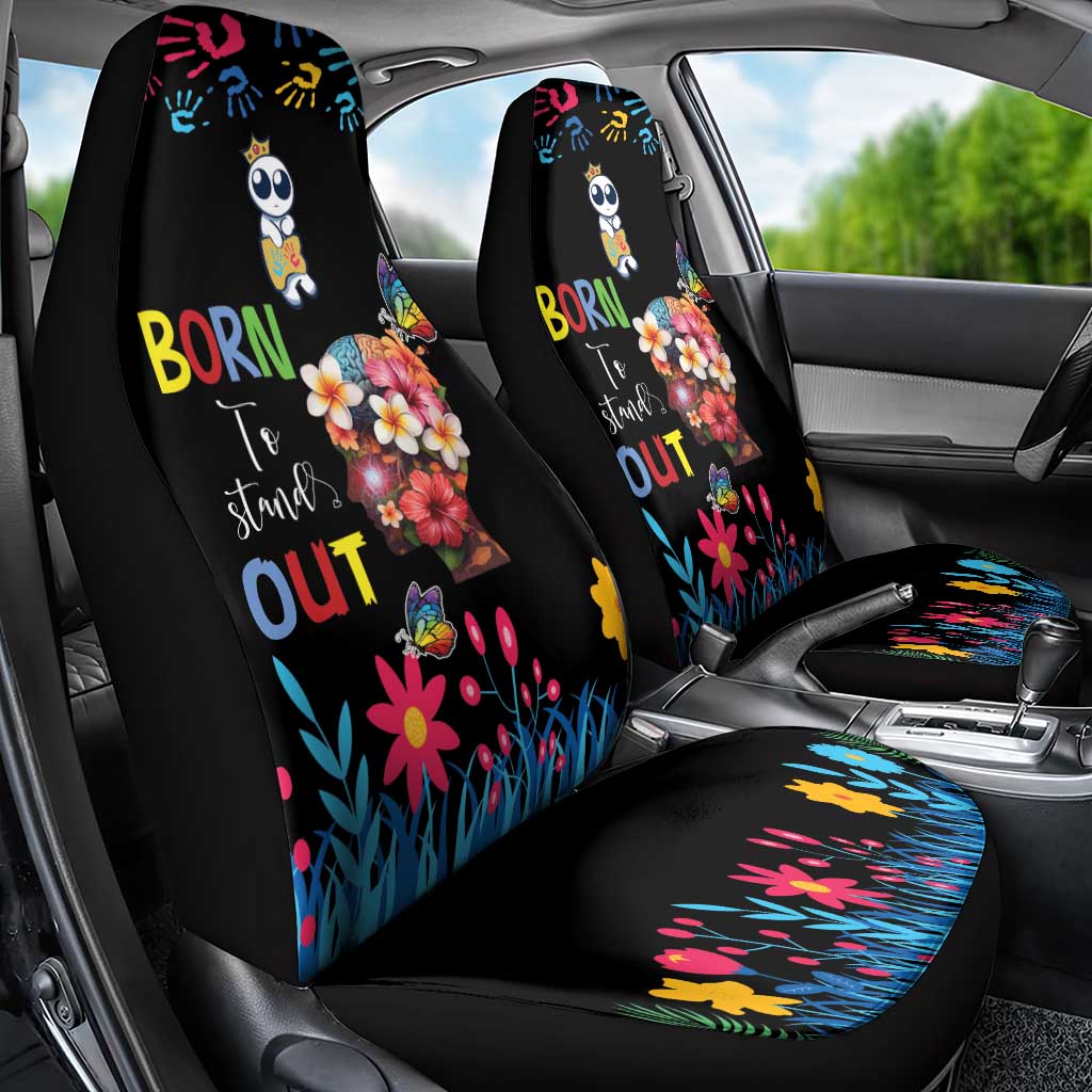 Born to Stand Out Autism Awareness Car Seat Cover Brain Mind and Yippee!
